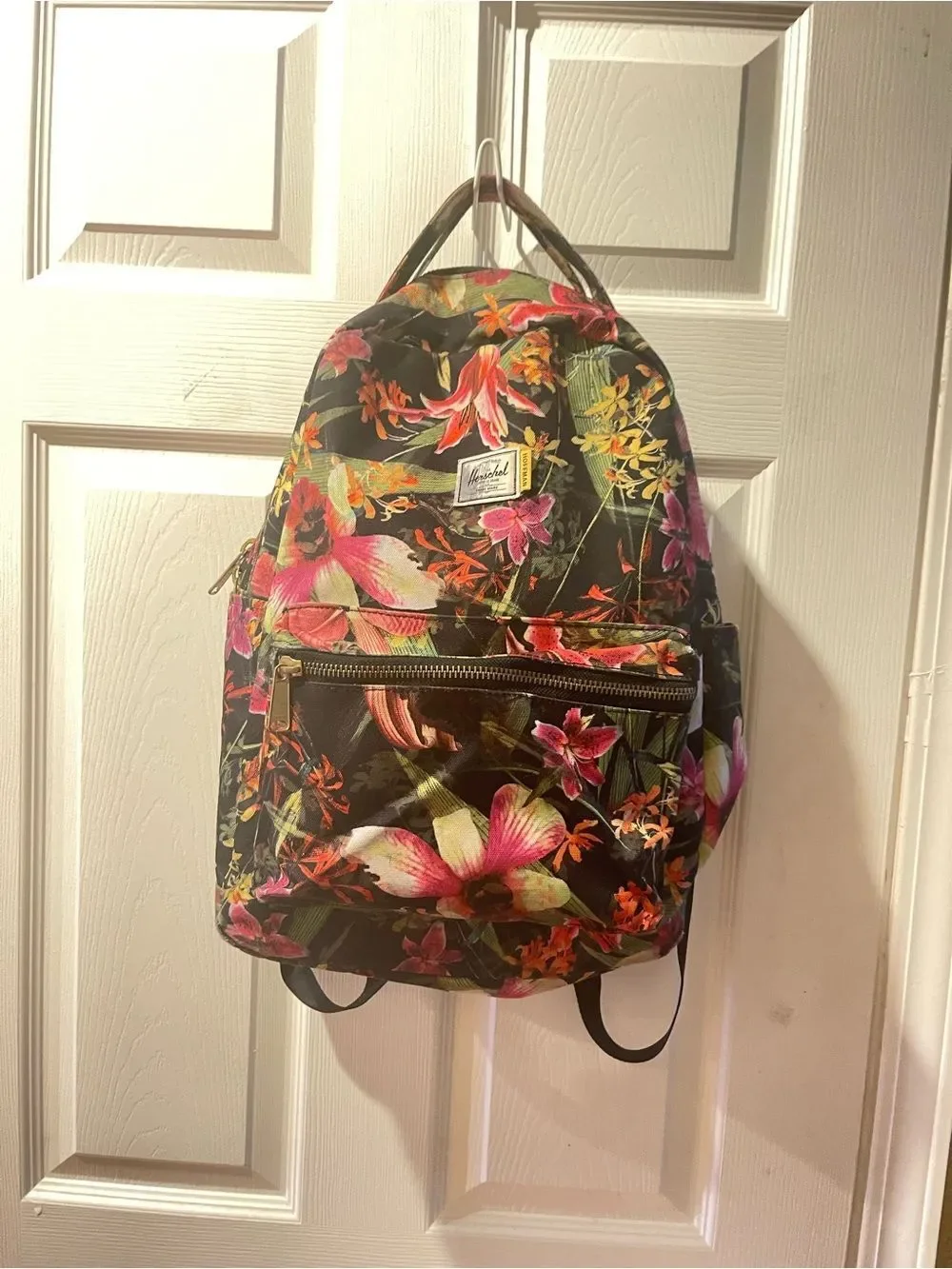 Herschel Floral Black ,Pink and forest green Nylon Backpack